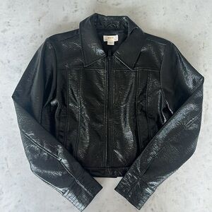 Maeve Anthropologie Crinkle Faux Leather Black Moto Jacket